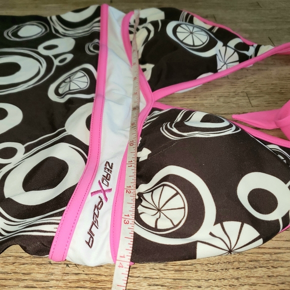 ZEROXPOSUR Halter Tankini Swim Top Abstract Brown Pink Womens Size 10 - Picture 11 of 16